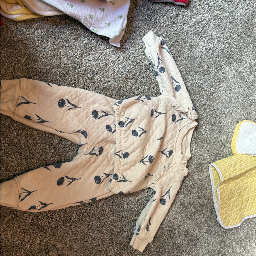 Carter's Cream and Blue Floral Footie